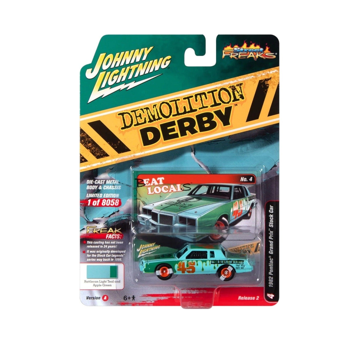 Johnny Lightning - 1982 Pontiac Grand Prix Stock Car "Demolition Derby" Green - Scala 1/64