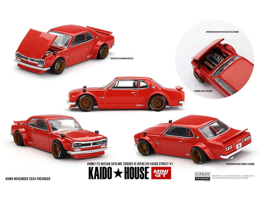 Mini GT - Nissan Skyline 2000GT-R KPGC10 Kaido Street V1 Red - KAIDO HOUSE - Scale 1/64 KHMG175