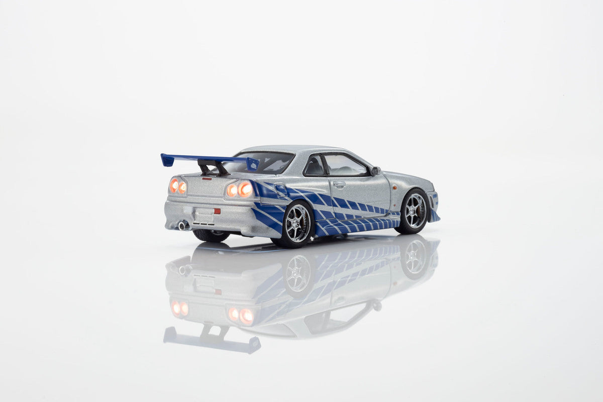 [PRE-ORDER] Kyosho - Nissan Skyline R34 GT-R ( R34 ) Fast & Furious Brian O'Conner with Led MOTN Base Compatible - Scale 1-64 07134LFFA