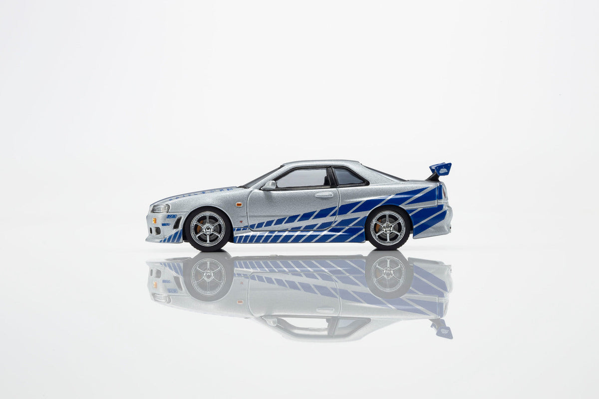 [PRE-ORDER] Kyosho - Nissan Skyline R34 GT-R ( R34 ) Fast & Furious Brian O'Conner with Led MOTN Base Compatible - Scale 1-64 07134LFFA