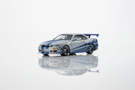 [PRE-ORDER] Kyosho - Nissan Skyline R34 GT-R (R34) Fast & Furious Brian O'Conner with Led MOTN Base Compatible - Scala 1-64 07134LFFA