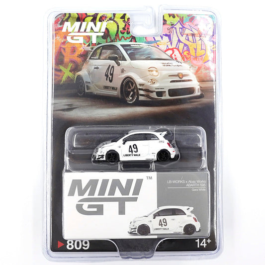 Mini GT - LB-WORKS x Abas Works ABARTH 595 Gara White - Scale 1/64 MGT00809-BL