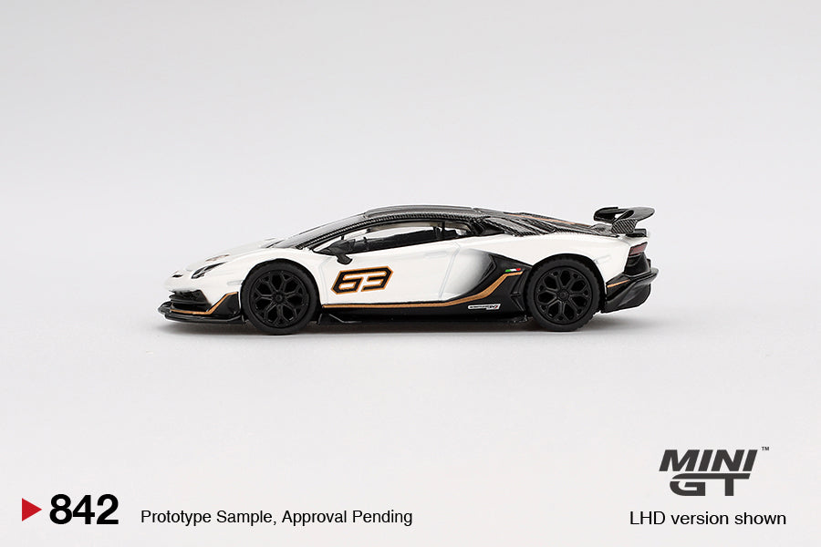 Mini GT - Lamborghini Aventador SVJ 63 Bianco Asopo - Scale 1/64 MGT00842-R