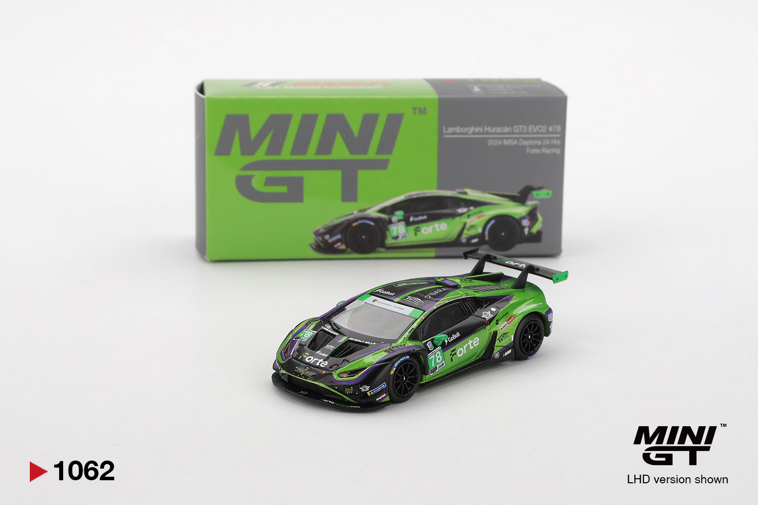 Mini GT - Lamborghini Huracán GT3 Evo2 #78 Forte Racing 2024 IMSA