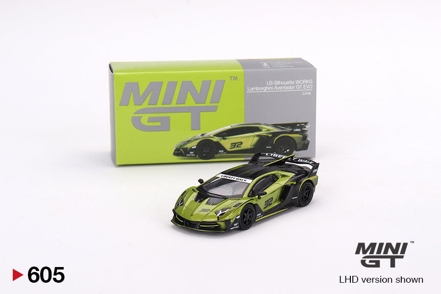 Mini GT - Lamborghini LB-Silhouette WORKS Aventador GT EVO Lime MiJo Exclusives - Scala 1/64  MGT00605-MJ LDH