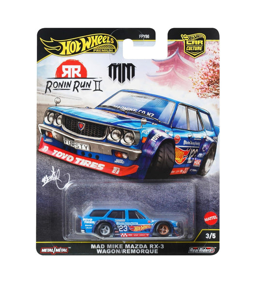 Hot Wheels Premium - Mad Mike Mazda RX-3 Wagon/Remorque Ronin Run II - Scala 1/64