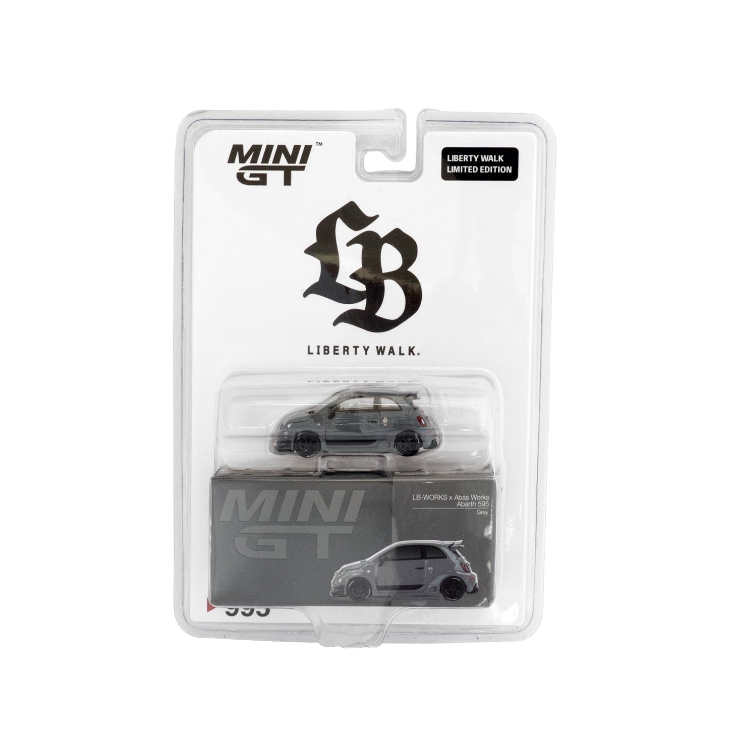 Mini GT LBWK Exclusives - Abarth 595 LB-WORKS x Abas Works Grey - Scala 1/64 MGT00995-LB Blister Packaging Liberty Walk
