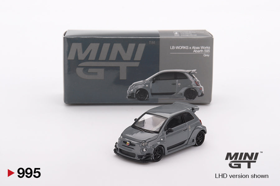 Mini GT - Abarth 595 LB-WORKS x Abas Works Grey - Scala 1/64 MGT00995-BL Blister Packaging
