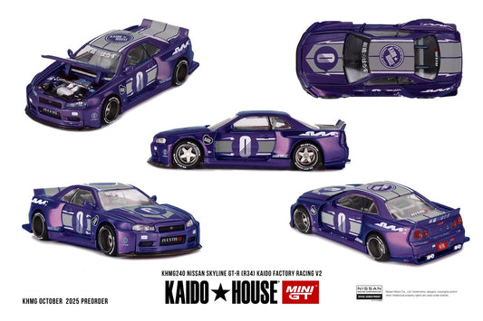 [PRE-ORDER] - Mini GT - Nissan Skyline GT-R (R34) KAIDO RACING FACTORY V2 - Kaido House - Scale 1/64 KHMG240