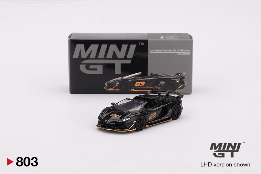 Mini GT - Lamborghini Aventador SVJ 63 Roadster Nero Aldebaran - Scala 1/64  MGT00803-L