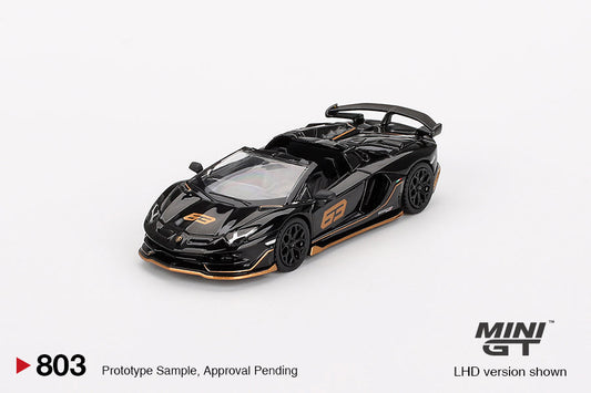 Mini GT - Lamborghini Aventador SVJ 63 Roadster Nero Aldebaran - Scala 1/64  MGT00803-L