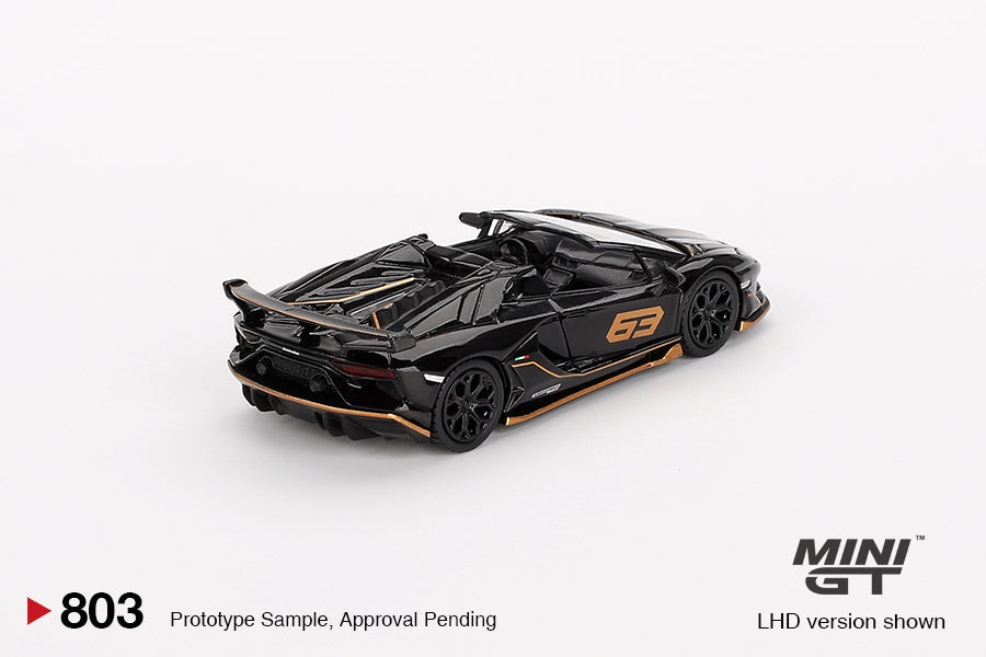 Mini GT - Lamborghini Aventador SVJ 63 Roadster Nero Aldebaran - Scala 1/64  MGT00803-L