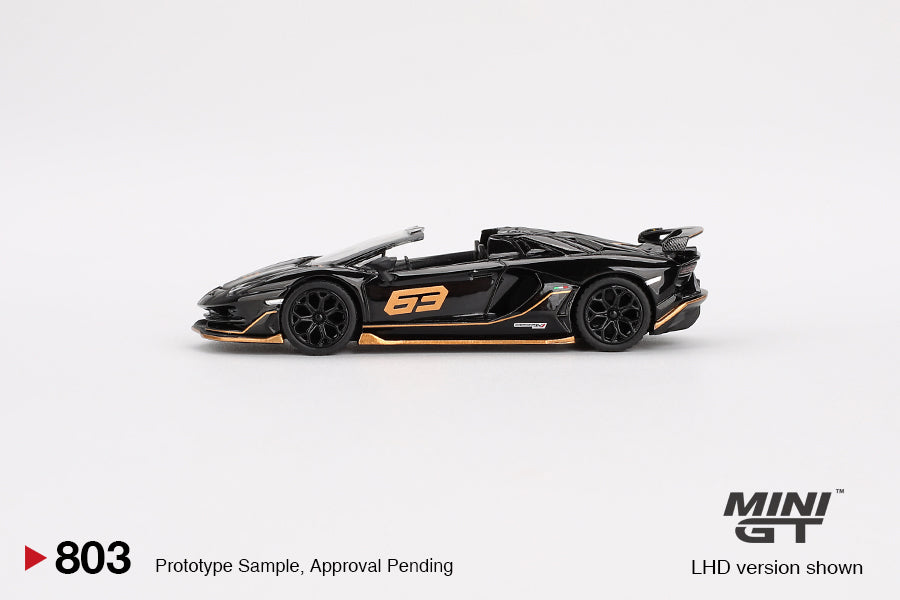 Mini GT - Lamborghini Aventador SVJ 63 Roadster Nero Aldebaran - Scala 1/64  MGT00803-L