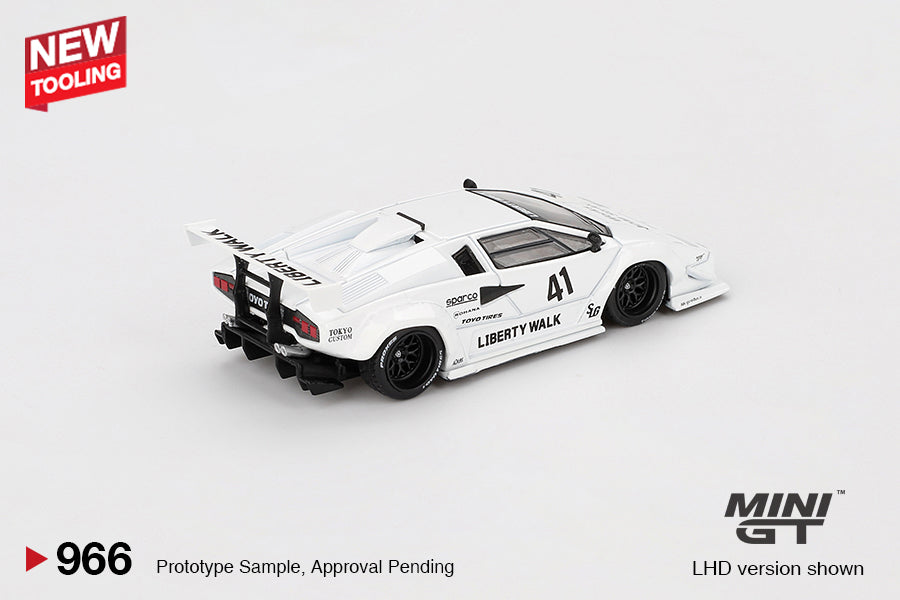 Mini GT - Lamborghini Countach LB-WORKS White 2024 Tokyo Auto Salon - Scale 1/64 MGT00966-BL Blister Packaging