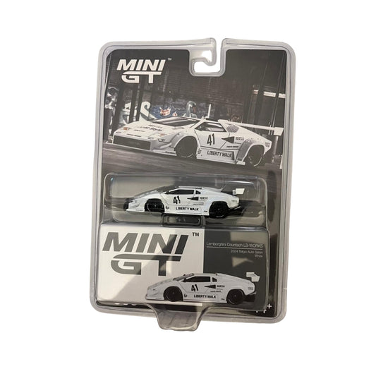 Mini GT - Lamborghini Countach LB-WORKS White 2024 Tokyo Auto Salon - Scale 1/64 MGT00966-BL Blister Packaging