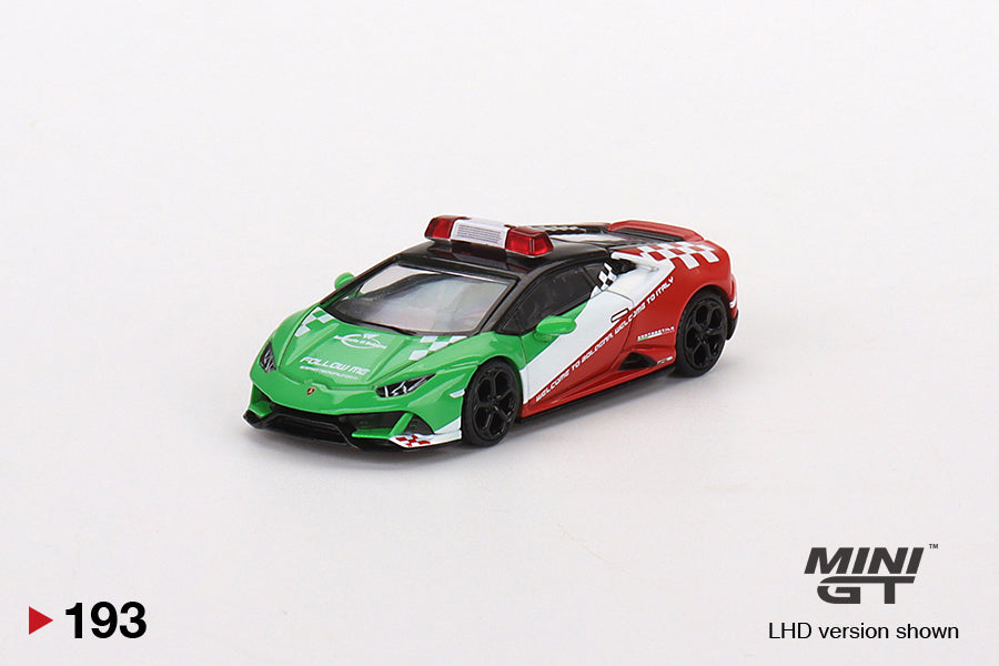Mini GT - Lamborghini Huracán EVO Bologna Airport 2020 Follow-Me Car - Scala 1/64  MGT00193