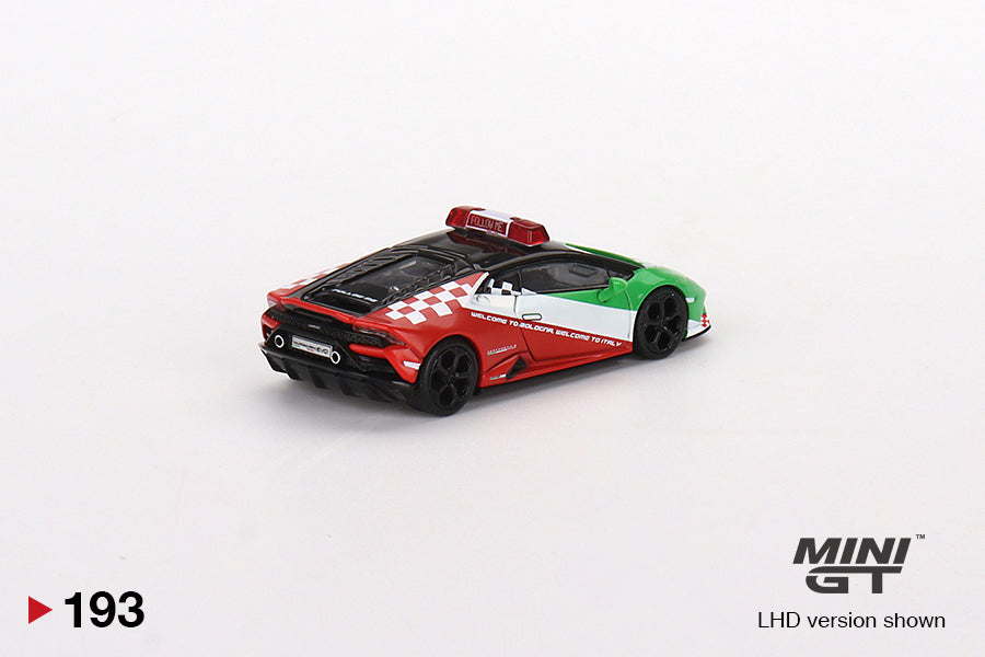 Mini GT - Lamborghini Huracán EVO Bologna Airport 2020 Follow-Me Car - Scala 1/64  MGT00193