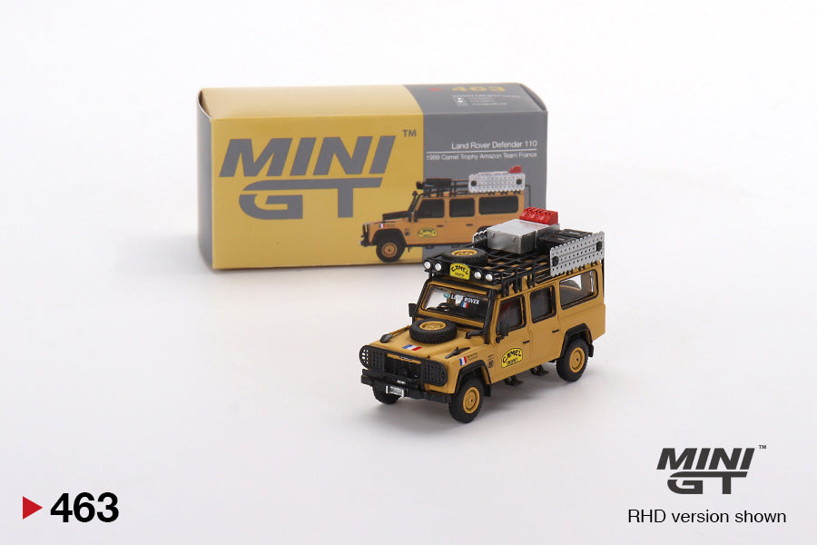 Mini GT - Land Rover Defender 110 1989 Camel Trophy Amazon Team France - Scale 1/64 MGT00463-R