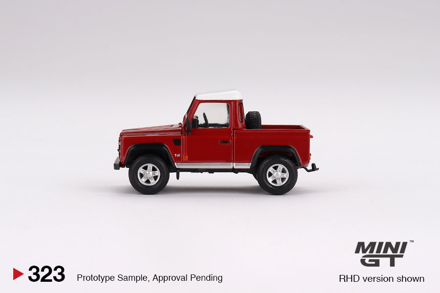 Mini GT - Land Rover Defender 90 Pickup Masai Red LDH - Scala 1/64 MGT00323