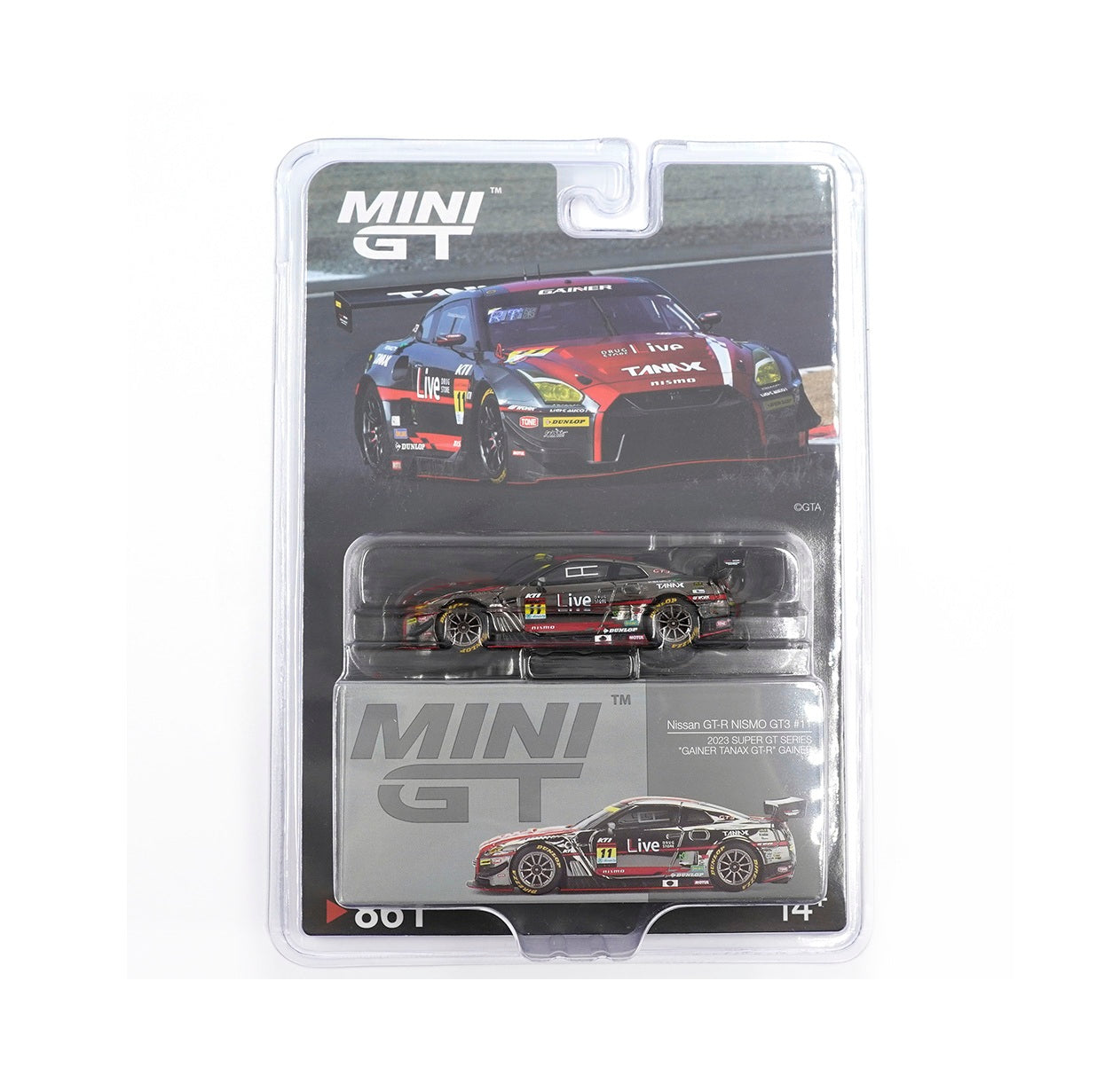 Mini GT - Nissan GT-R NISMO GT3 #11 "GAINER TANAX GT-R" - Scale 1/64 MGT00861-BL Blister Packaging