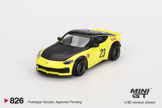 Mini GT - Nissan Z LB★NATION WORKS Ikazuchi Yellow LDH - Scale 1/64 MGT00826-L