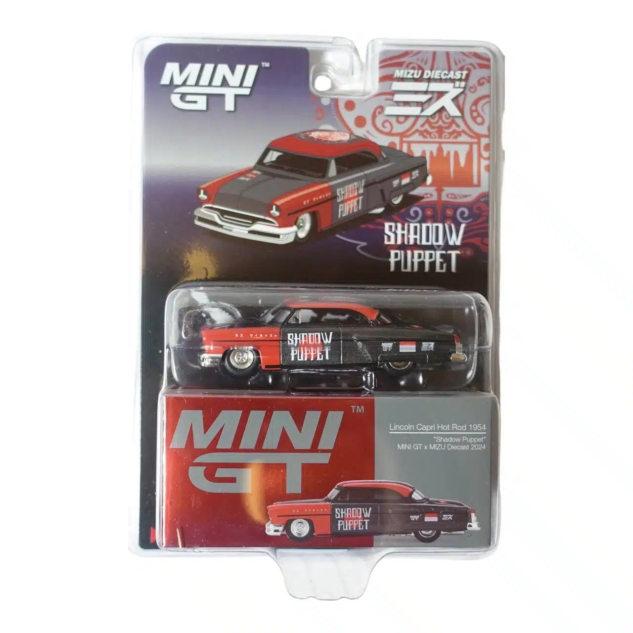 Lincoln Capri Hot Rod 1954 "Shadow Puppet" MINI GT x MIZU Diecast 2024 - Mini GT - Scale 1/64 MGT00874-BL Blister Packaging