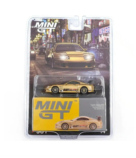 Mini GT - Toyota Supra (A80) Top Secret GT-300 Top Secret Gold - Scala 1/64 MGT00961-BL Blister Packaging
