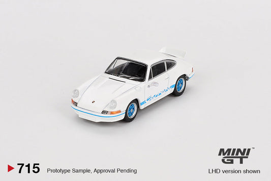 Mini GT - Porsche 911 Carrera RS 2.7 Grand Prix Blanche avec livrée bleue - Échelle 1/64 MGT00715-L