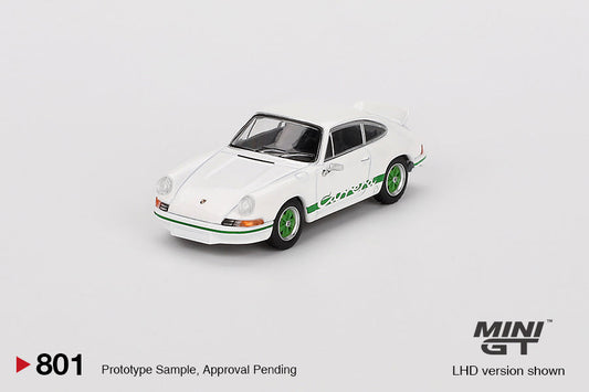 MINI GT Porsche 911 Carrera RS 2.7 Grand Prix White with Green Livery - Mini GT - Scala 1/64 MGT00801-R RHD