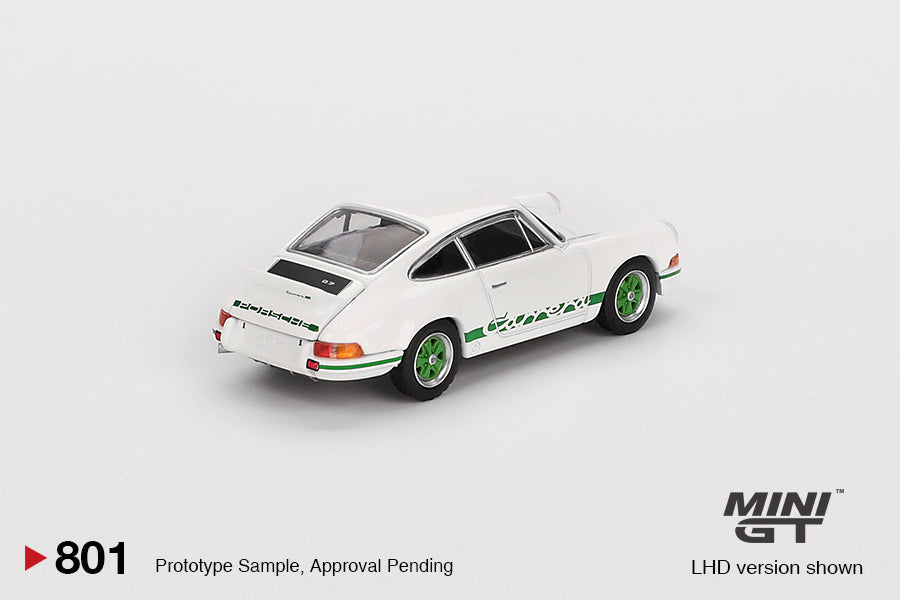 MINI GT Porsche 911 Carrera RS 2.7 Grand Prix White with Green Livery - Mini GT - Scala 1/64 MGT00801-R RHD