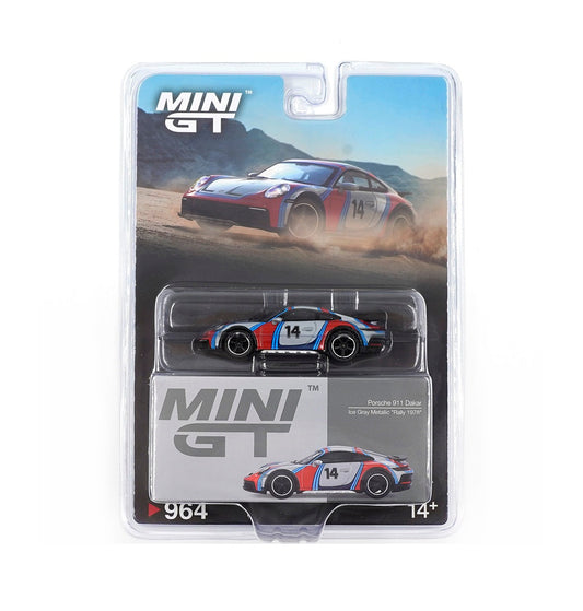 Mini GT - Porsche 911 Dakar Ice Gray Metallic "Rally 1978" - Scale 1/64 MGT00964-BL Blister Packaging