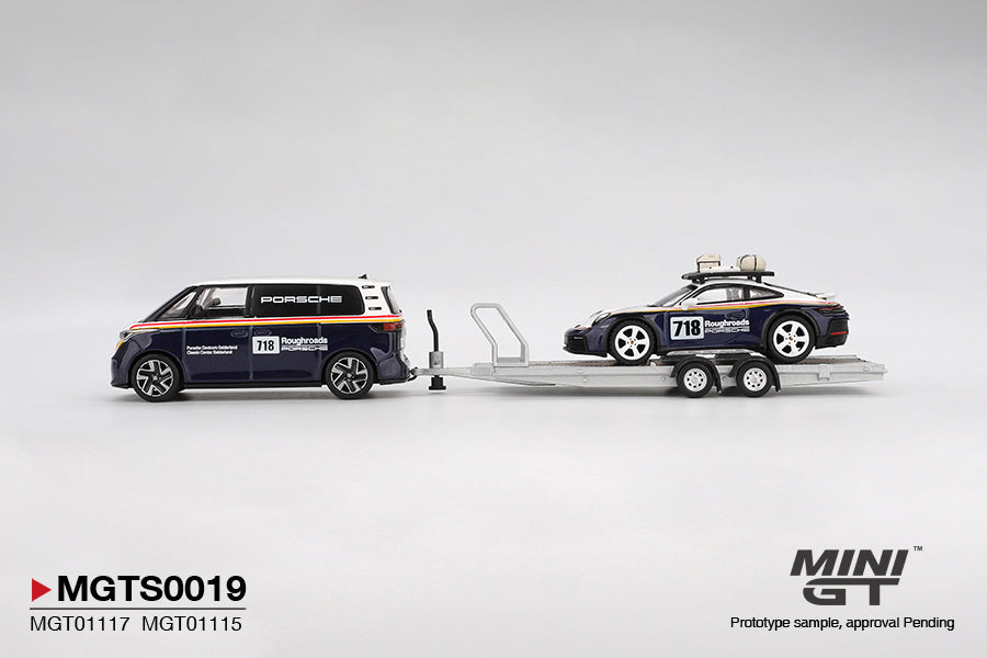 [PRE-ORDER] - Mini GT - Porsche 911 Dakar #718 / Volkswagen ID. Buzz Porsche Centrum Gelderland Roughroads Set - 1/64 Scale MGTS0019