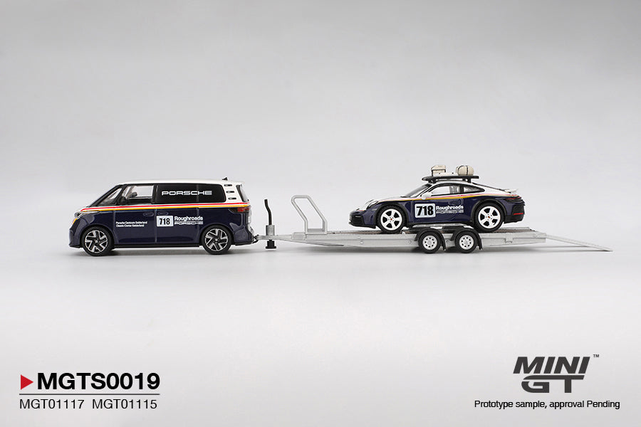 [PRE-ORDER] - Mini GT - Porsche 911 Dakar #718 / Volkswagen ID. Buzz Porsche Centrum Gelderland Roughroads Set - 1/64 Scale MGTS0019