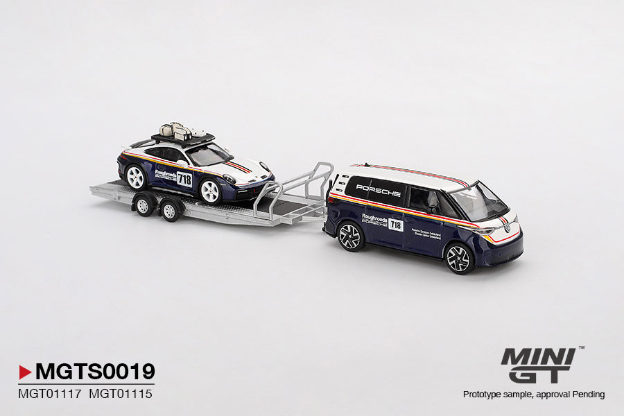 [PRE-ORDER] - Mini GT - Porsche 911 Dakar #718 / Volkswagen ID. Buzz Porsche Centrum Gelderland Roughroads Set - 1/64 Scale MGTS0019
