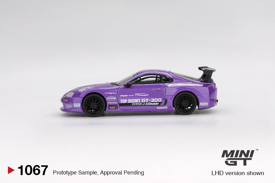 MINI GT - Toyota Supra (A80) GT-300 Top Secret Purple 2014 (LHD) - Échelle 1/64 MGT01067-BL Emballage blister