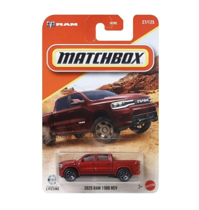 Matchbox - 2025 Ram 1500 REV Red #27 Long Card - 1/64 Scale Approx.