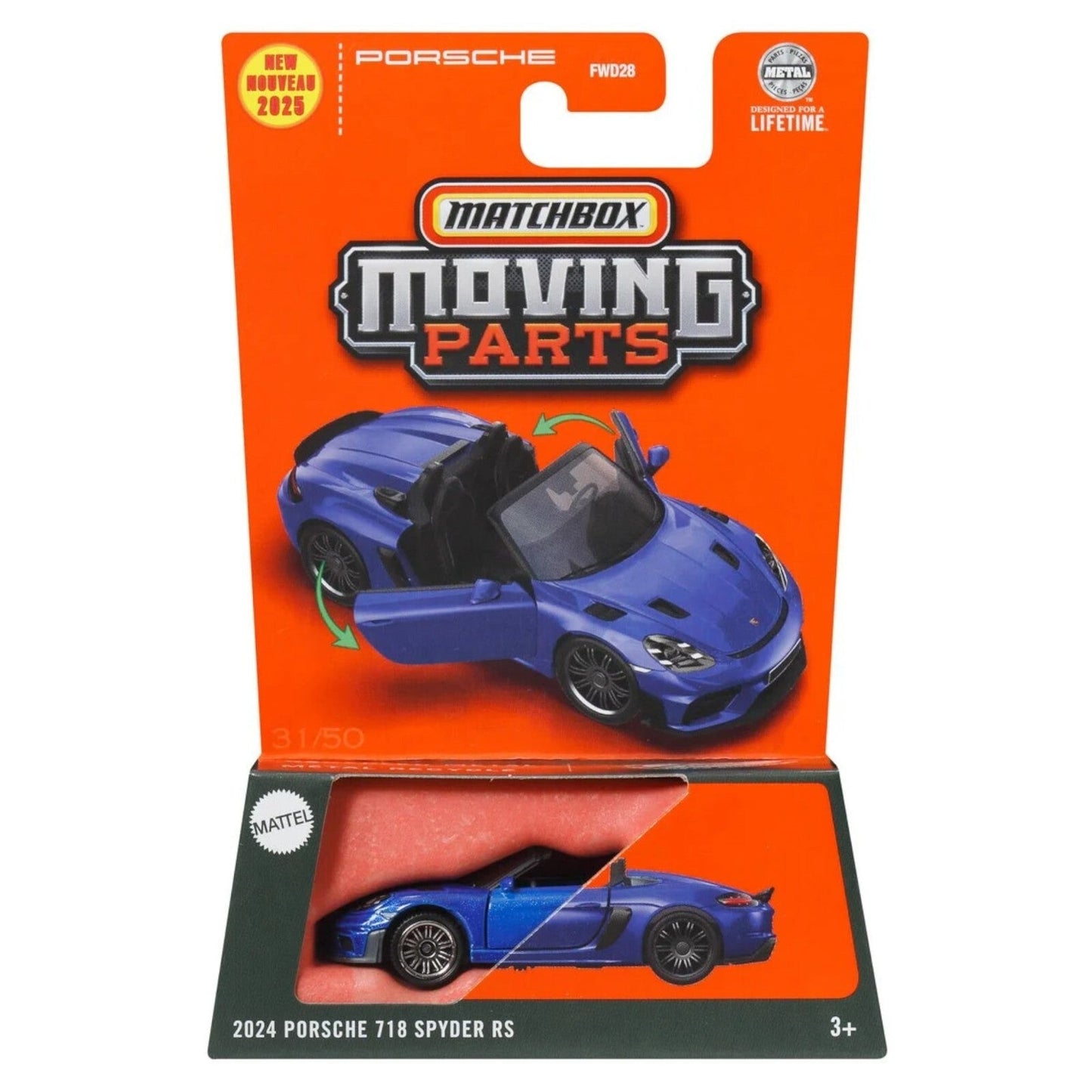 Matchbox Moving Parts - 2024 Porsche 718 Spyder RS ​​- Approx. 1/64 Scale