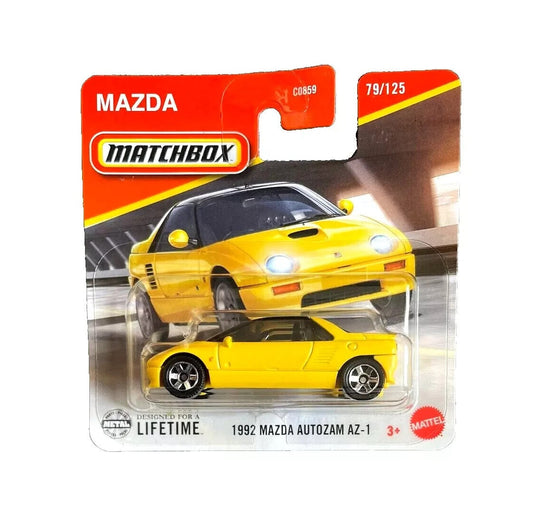 Matchbox - 1992 Mazda Autozam AZ yellow #79 - Scale 1/64 approx.