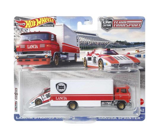Hot Wheels Premium - Lancia Stratos Group 5 &amp; Sakura Sprinter - Series Car Culture Team Transport - Scale 1/64