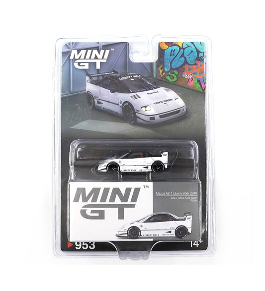 Mini GT - Mazda AZ-1 Liberty Walk LB40 White 2024 Tokyo Auto Salon - Scale 1/64 MGT00953-BL Blister Packaging