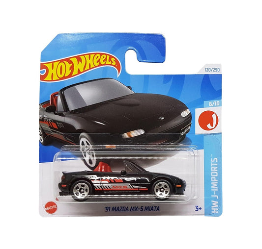Hot Wheels - '91 Mazda MX-5 Miata Black - Scale 1/64 Approx