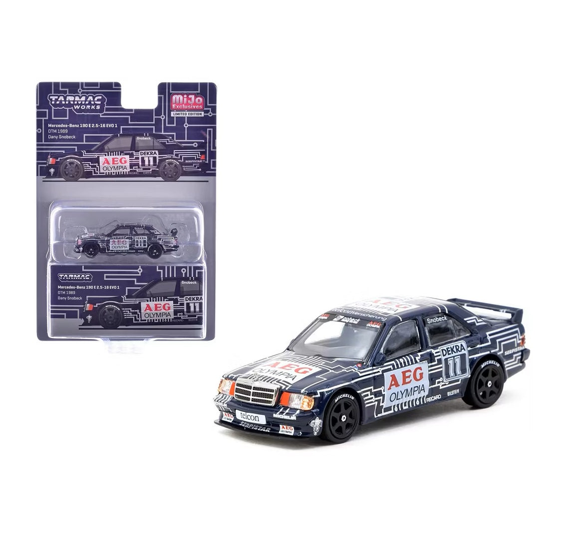 Mercedes-Benz 190 E 2.5-16 Evo 1 DTM 1989 Dany Snobeck MiJo Exclusives - Tarmac Works - Échelle 1/64 T64G-057-89DTM11