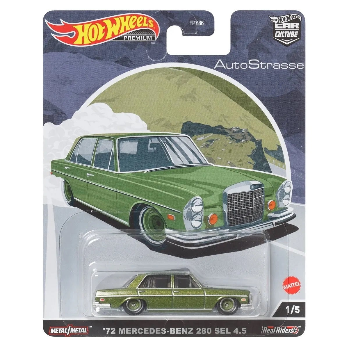 Hot Wheels Premium - Mercedes-Benz 280 SEL 4.5 Green - Series Car Culture - Scale 1/64