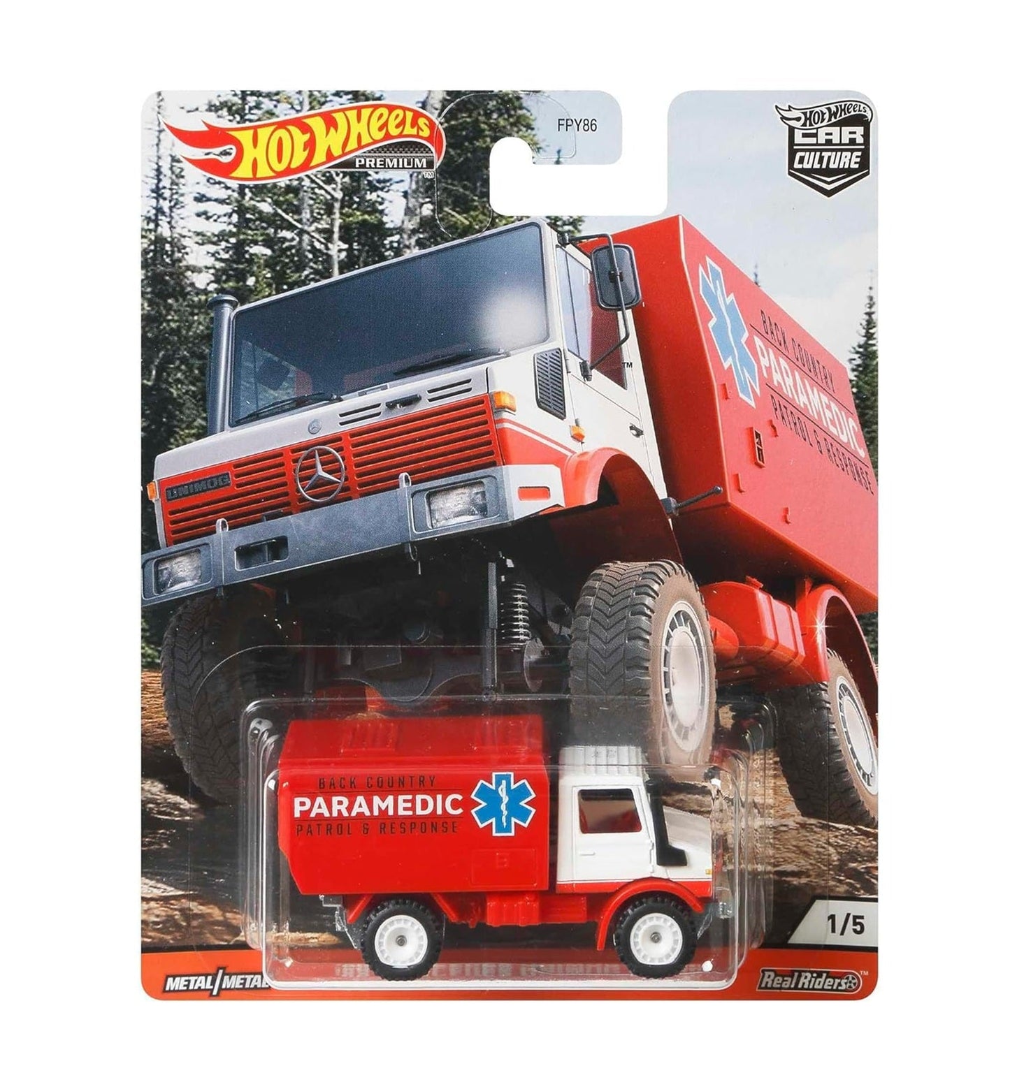 Hot Wheels Premium - Mercedes-Benz Unimog U1300 PaRamedic - Série Wild Terrain - Échelle 1/64
