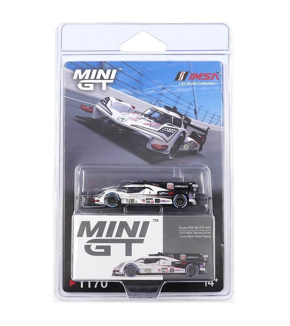 Mini GT - Acura ARX-06 GTP #93 Acura Meyer Shank Racing Daytona 24 Hrs 2025 - Scala 1/64 MGT01170-BL Blister Packaging