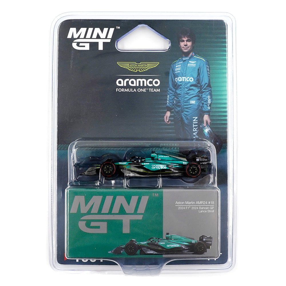 Mini GT - Aston Martin AMR24 #18 Lance Stroll F1 Bahrain GP 2024 - Scala 1-64 MGT01001-BL Blister Packaging