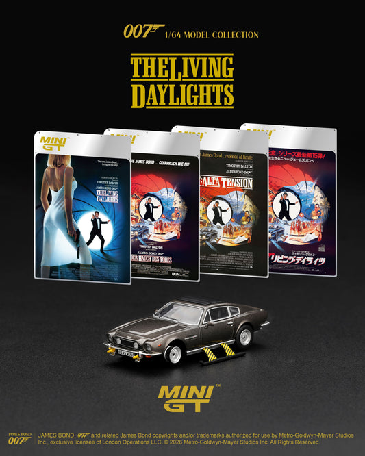 [PRE-ORDER] Mini GT - Aston Martin V8 Vantage "The Living Daylights" (Weapons On) James Bond 007 movie 1987 - Scala 1/64 MGT00922-007G German Blister