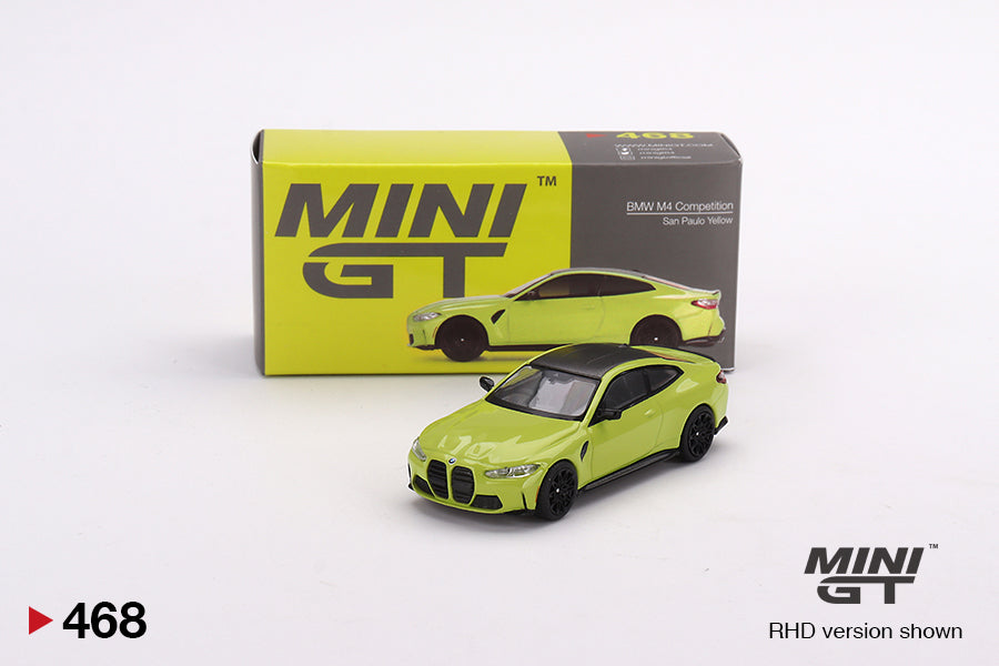 Mini GT - BMW M4 Competition (G82) San Paulo Yellow - 1/64 Scale MGT00468-R RHD