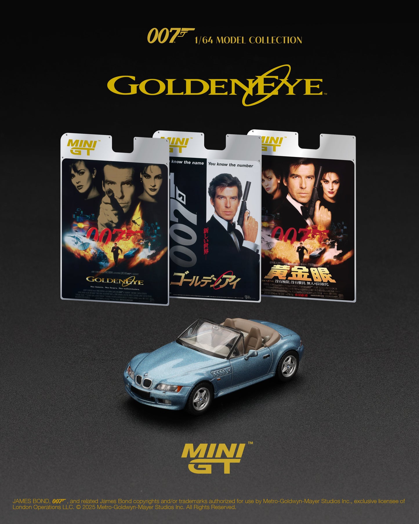 [PRE-ORDER] - Mini GT - BMW Z3 Goldeneye 007 James Bond 1995 - Scala 1/64 MGT00914-007J Japanese Packaging