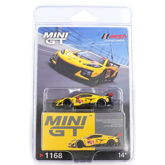 Mini GT - Chevrolet Corvette Z06 GT3.R #3 Corvette Racing 2025 IMSA Daytona 24 Hrs 2025 - Scala 1-64 MGT01168-BL Blister Packaging